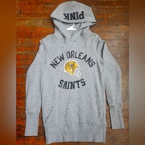 Y2K PINK Victoria's Secret Gray New Orleans Saints Hoodie Slim Fit Size Xsmall